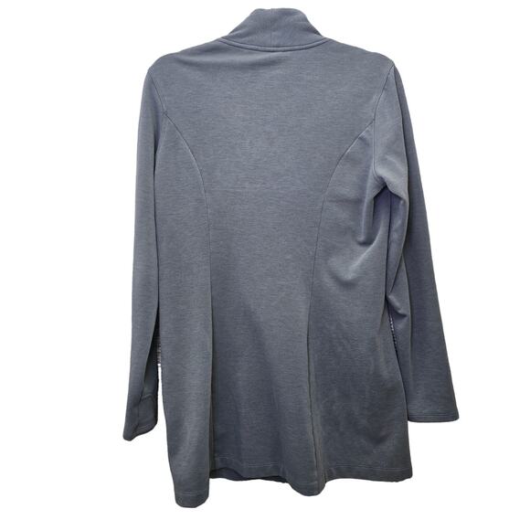 Athleta Jacket Womens Medium Grey Softtech Cya Asymmetrical Zip Long Line Sleeve - Picture 3 of 13